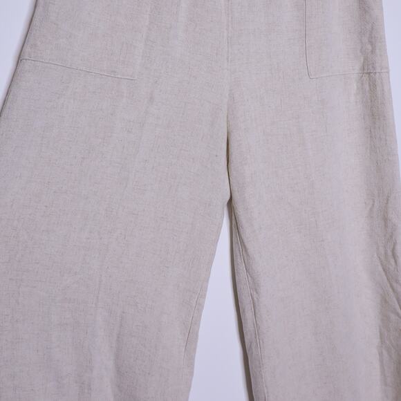 TYSA Linen Blend Wide Leg Trousers Oatmeal Lightweight Linen Casual Women's 2 - Picture 5 of 11